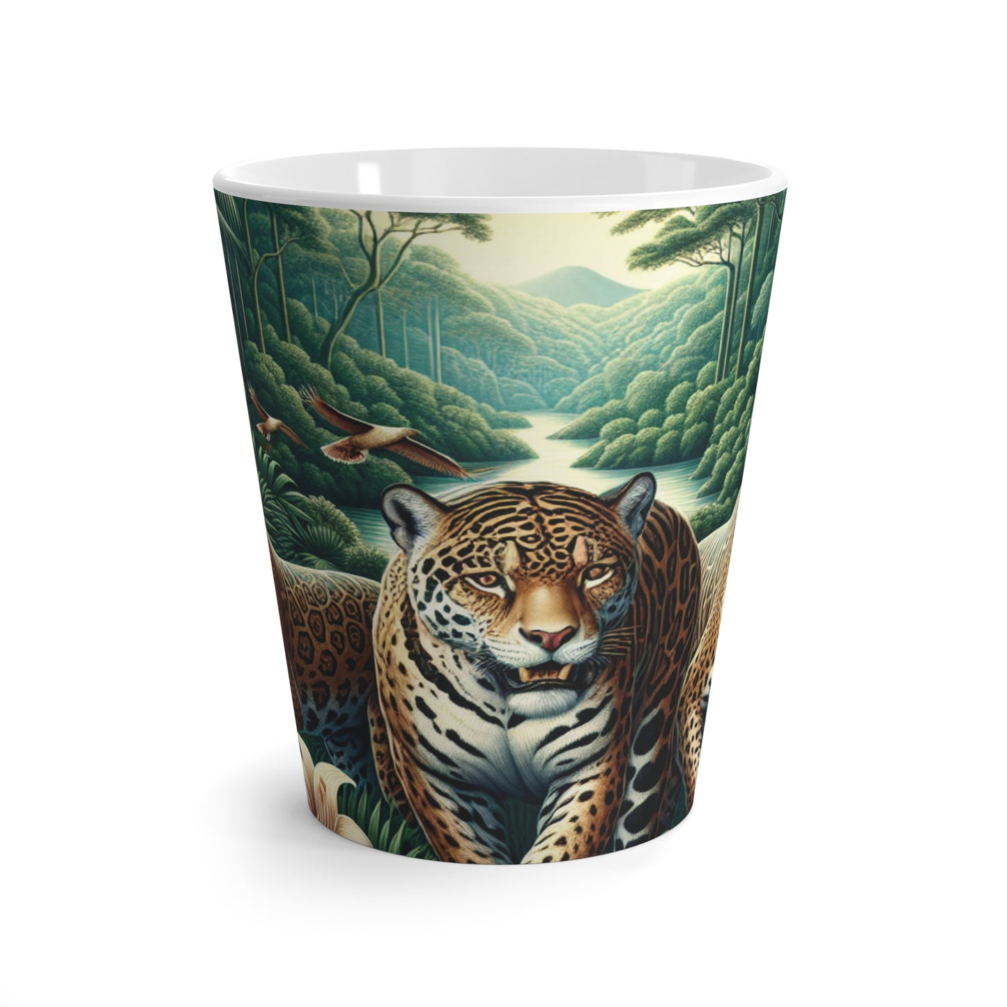 Latte White Mug - Rainforest Big Cats