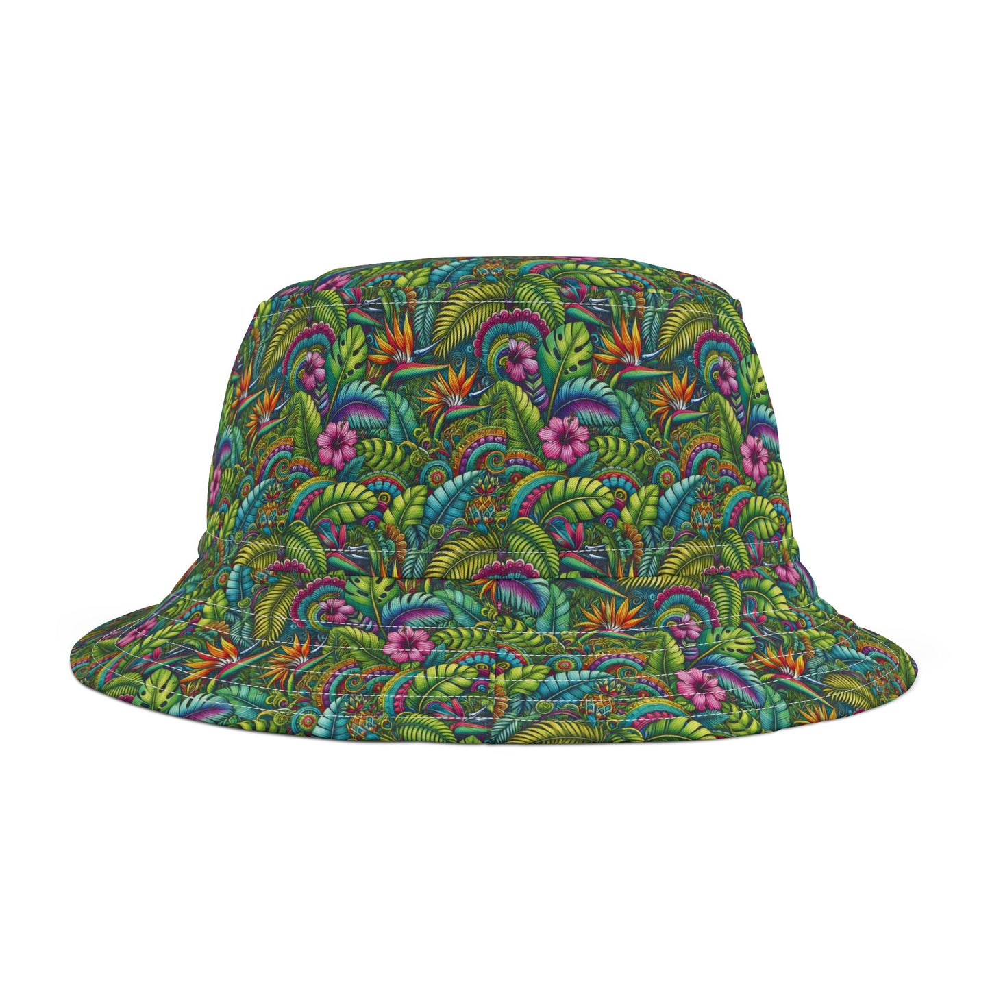 Tropical Polyester Bucket Hat, 2 Sizes - Rainforest Blooms