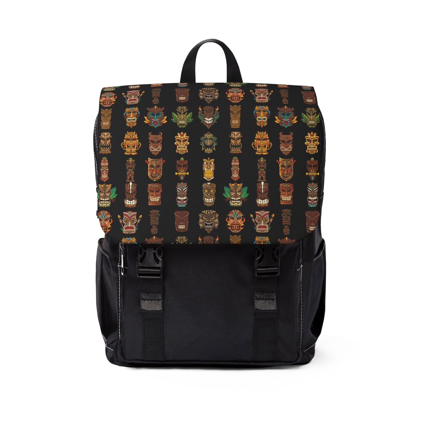 Tropical Casual Backpack - Perfect for Everyday Adventures / Tiny Tiki Dudes, Black