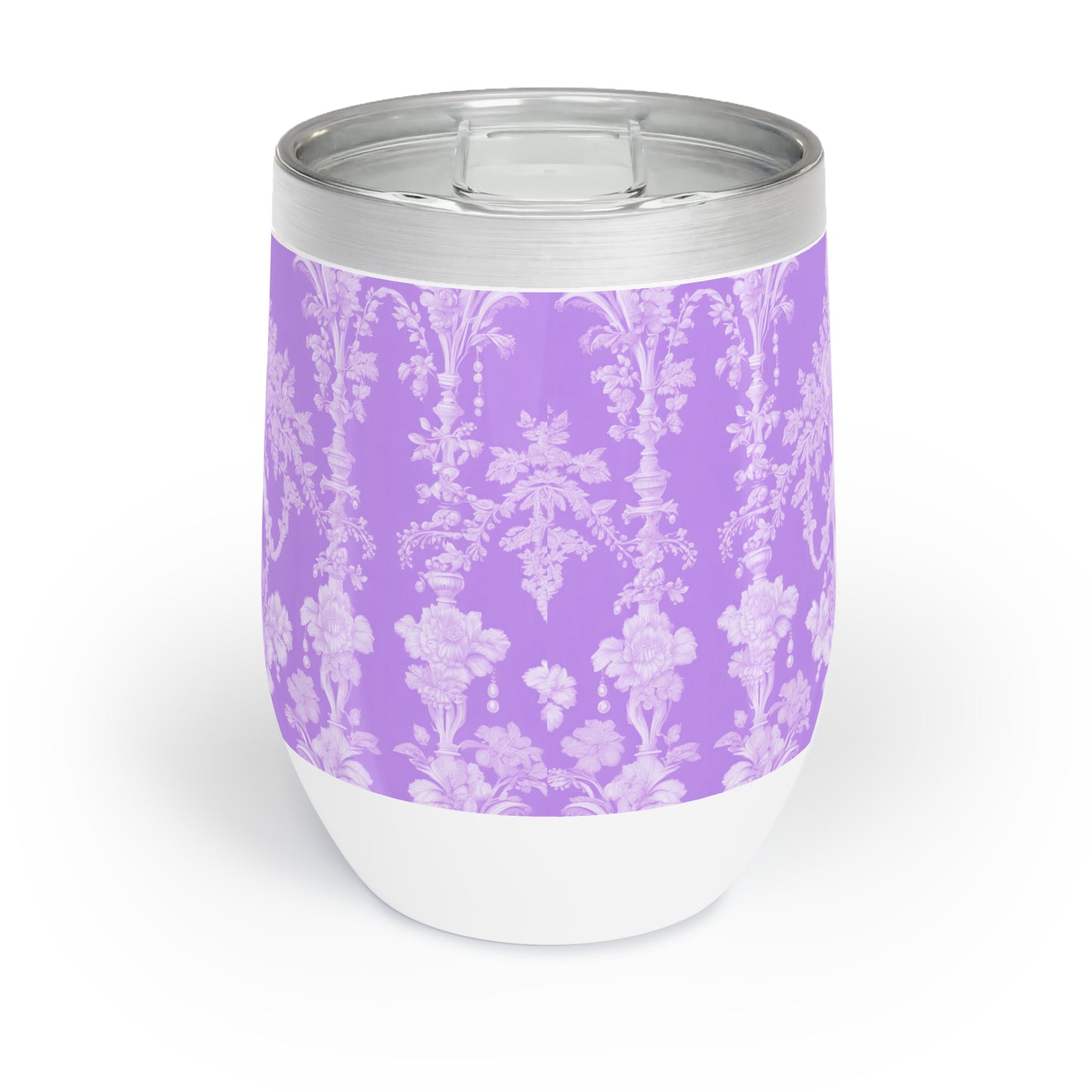 Chill Wine Tumbler, Pearl Lady Toile / Purple