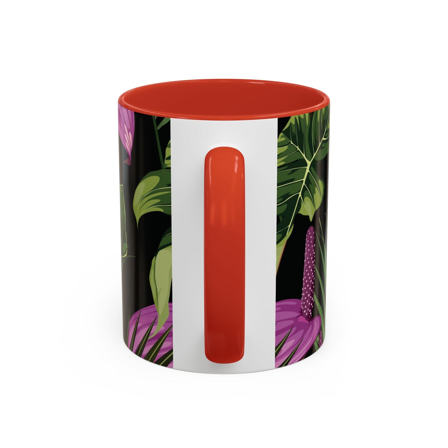 Accent Coffee Mug - Fun Tropical Drinkware for Flower Vibes /Anthurium and Palm