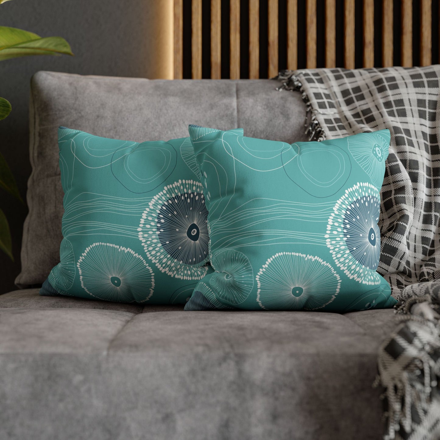 Faux Suede Square Pillowcase - Plankton Drift Teal