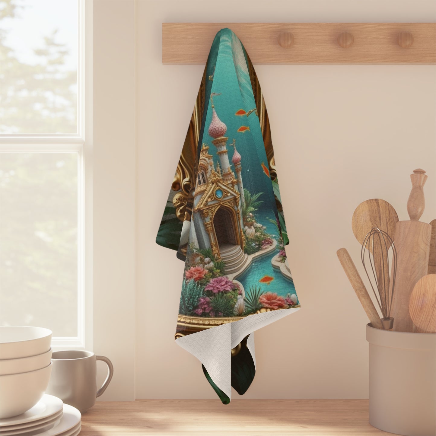 Microfiber Coffee/Tea Towel — Mermaid Palace, Caribbean Sea