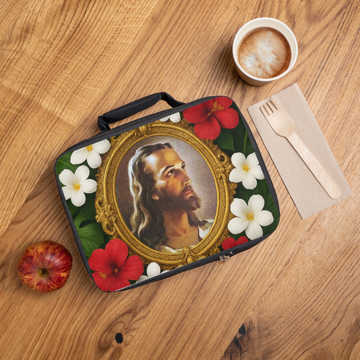 Religious Lunch Bag/Head of Christ - Eco-Friendly Insulated Tote, Adult and Child Lunchbox / Perfect for Picnics, Beach Outings