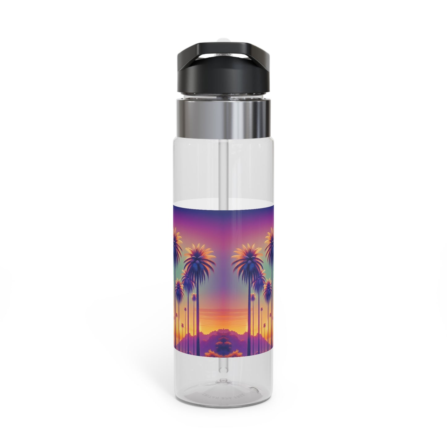 Tropical 20oz Tritan Sport Water Bottle -  Leakproof, Lightweight, BPA-Free / Sunset Palms