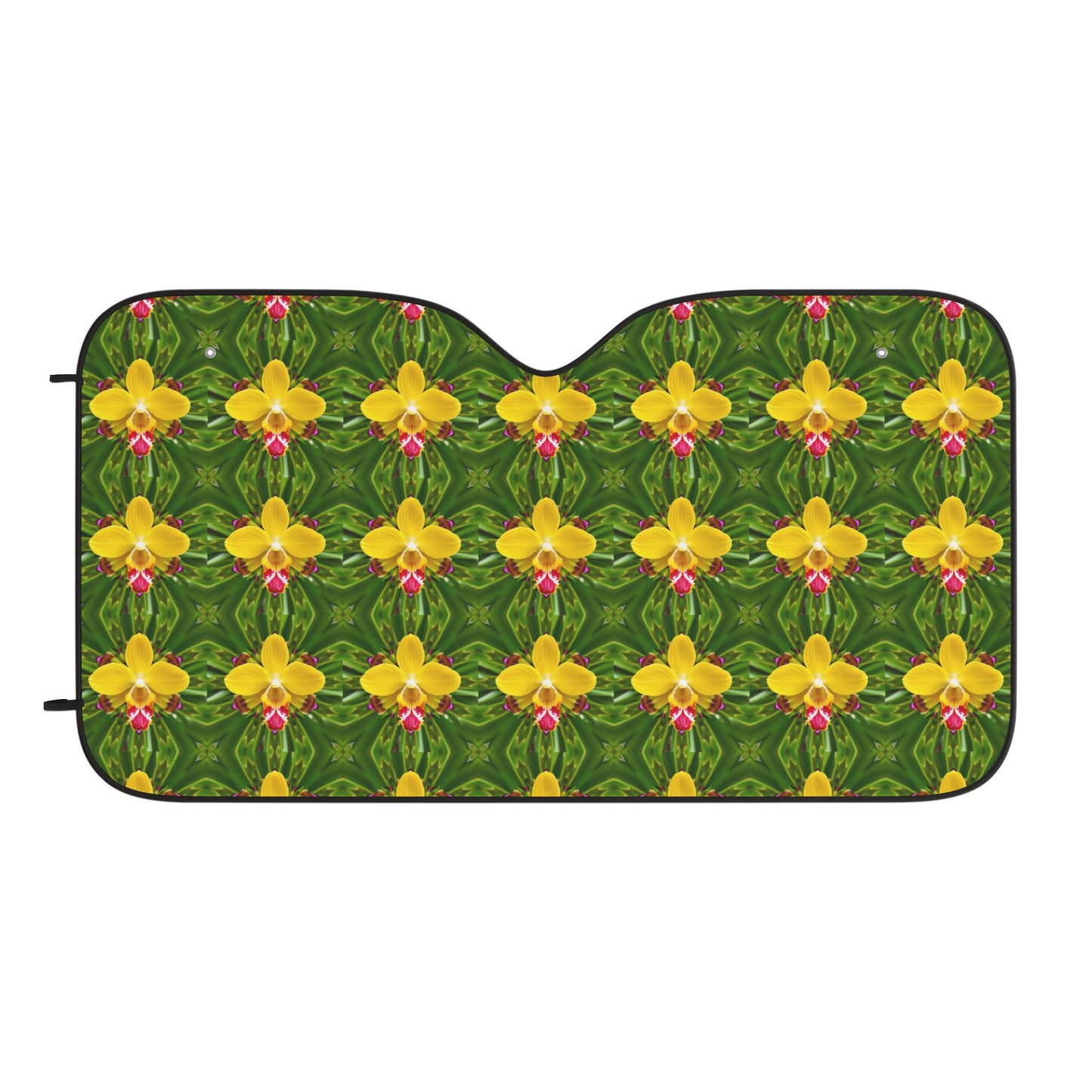 Tropical Car Sun Shades / Yellow Orchid Kaleidoscope