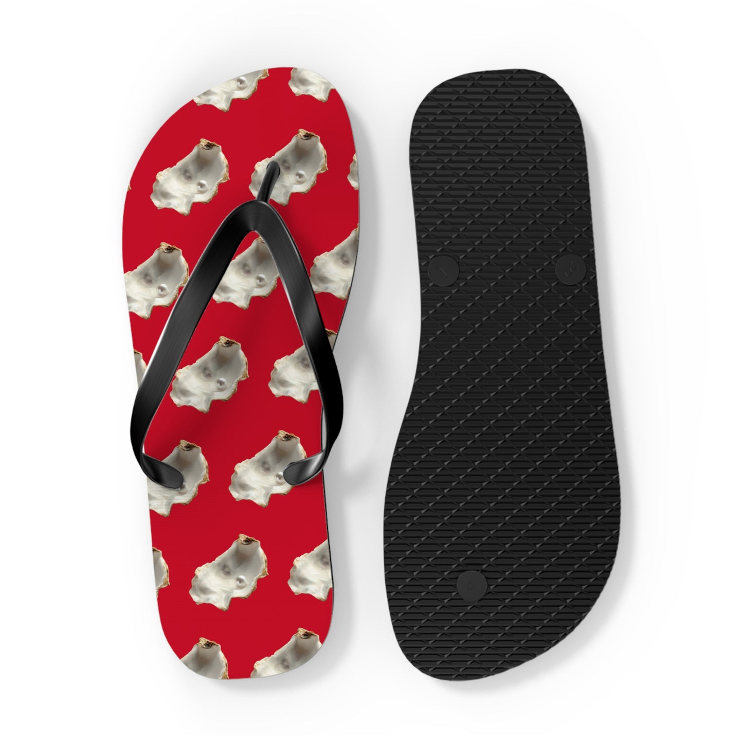 Flip Flops - White Pearl Oyster, dark red