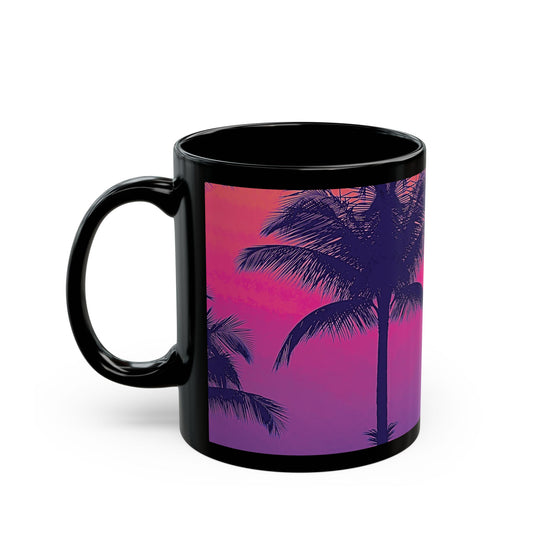 Black Coffee Mug - Palm Glow, Heatwave