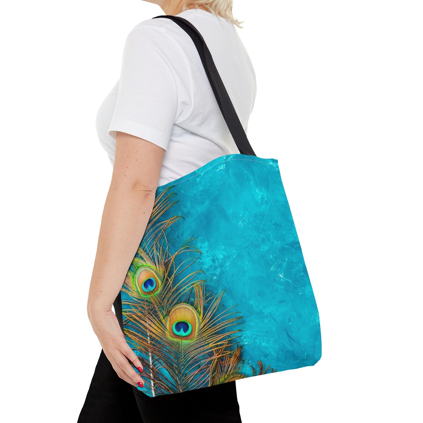 Peacock Turquoise Glow Tote Bag - 3 Sizes