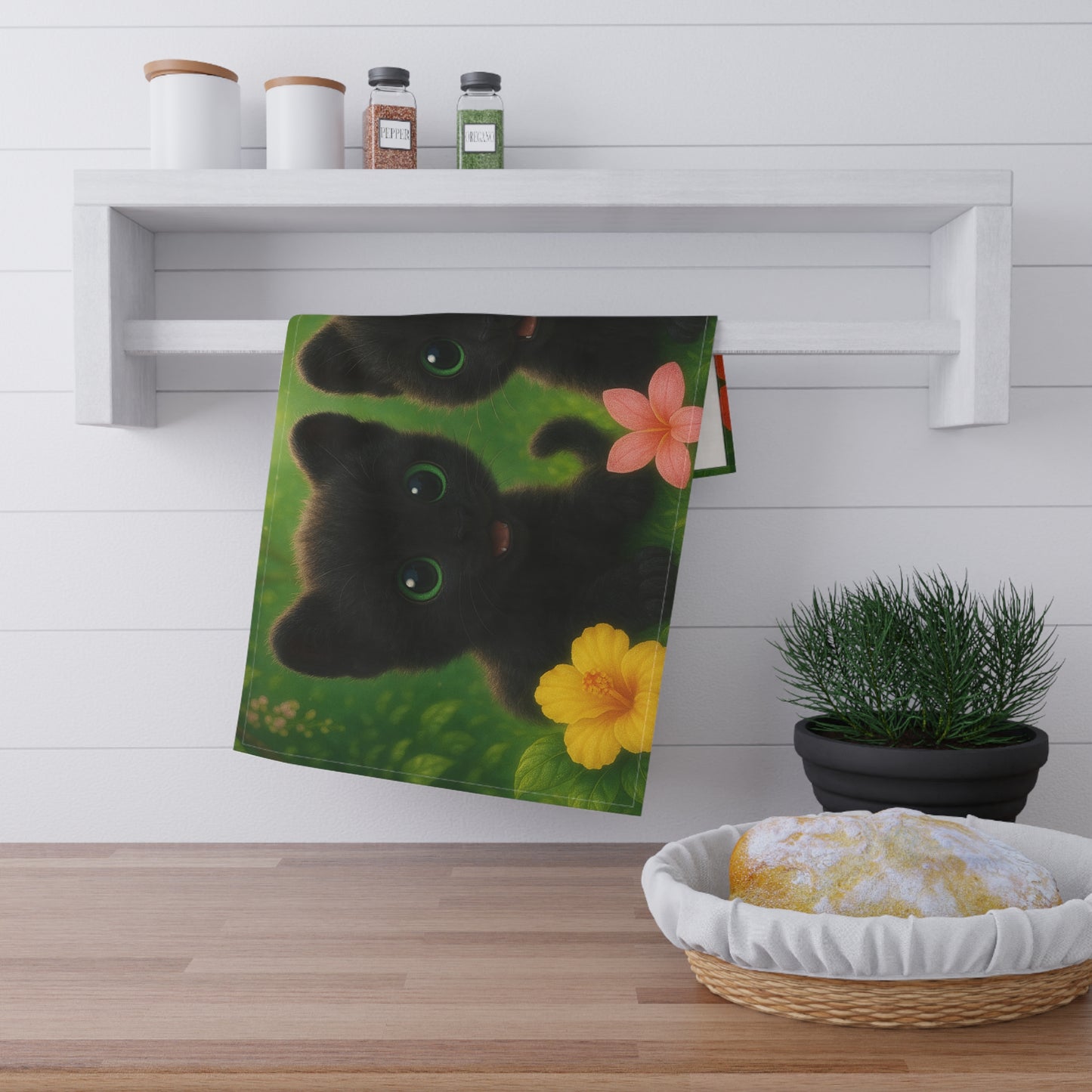 Tropical Tea Towels – Paradise Kitchen Decor / Baby Black Panthers, Macro