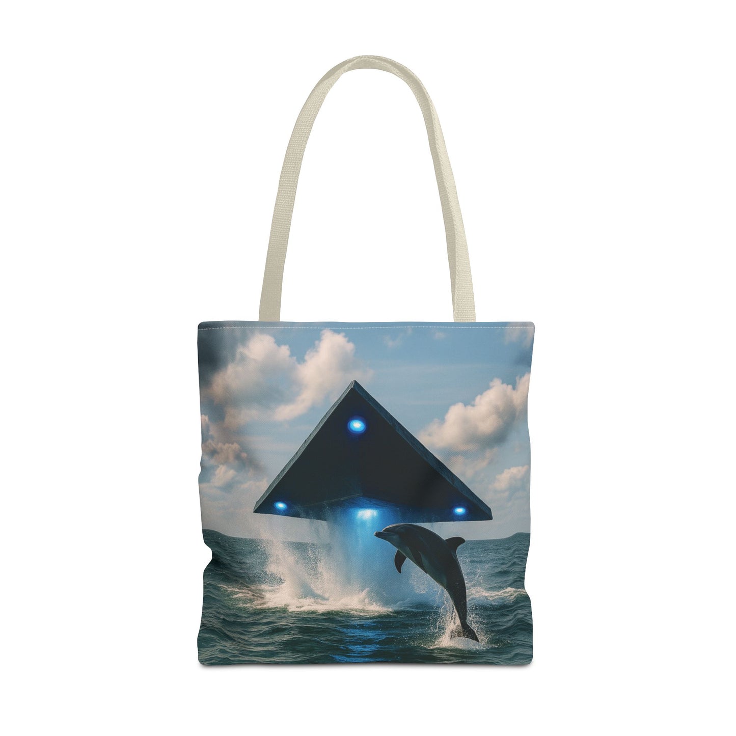 UFO and Dolphin in Ocean Tote Bag - 3 Sizes