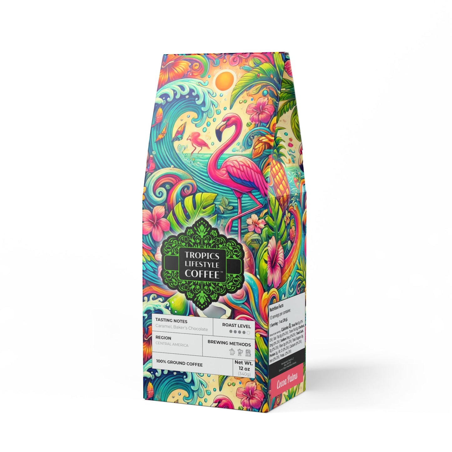 Cocoa Palms Blend™ (Medium-Dark Roast) Specialty Grade Craft Coffee / Flamingo Waves