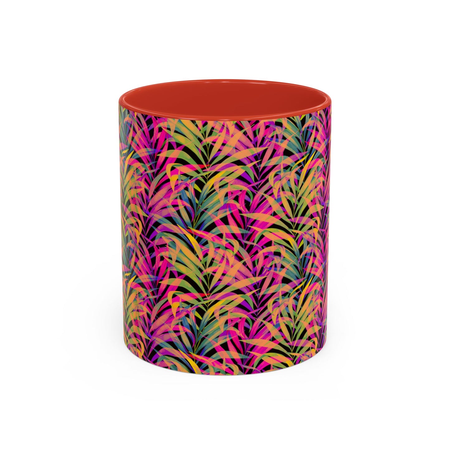 Accent Coffee Mug (11, 15oz), Rainbow Fronds / Various Colors