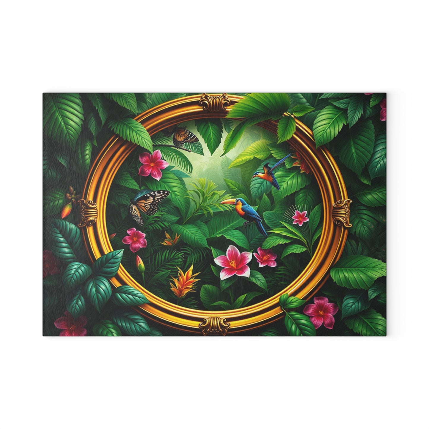 Glass Cutting Board, 2 sizes - Framed Rainforest