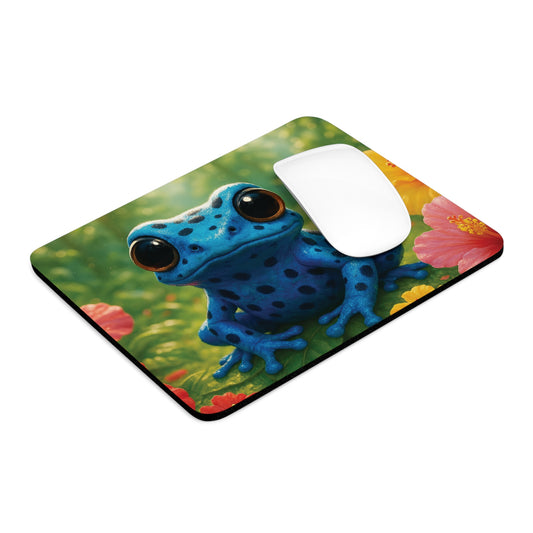 Tropical Mouse Pad, 2 Shapes - Beach Vibes for Home Office & Gamer / Baby Blue Tree Frog