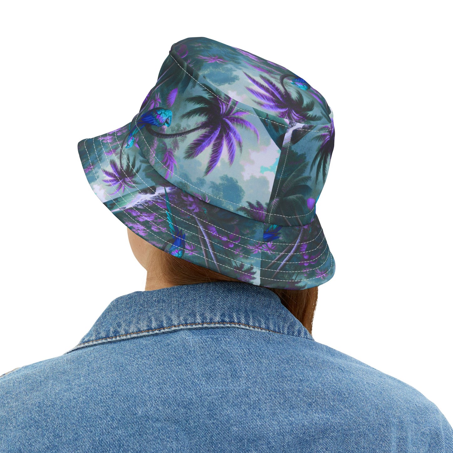 Tropical Polyester Bucket Hat, 2 Sizes - Sleeping Beauty Parrot