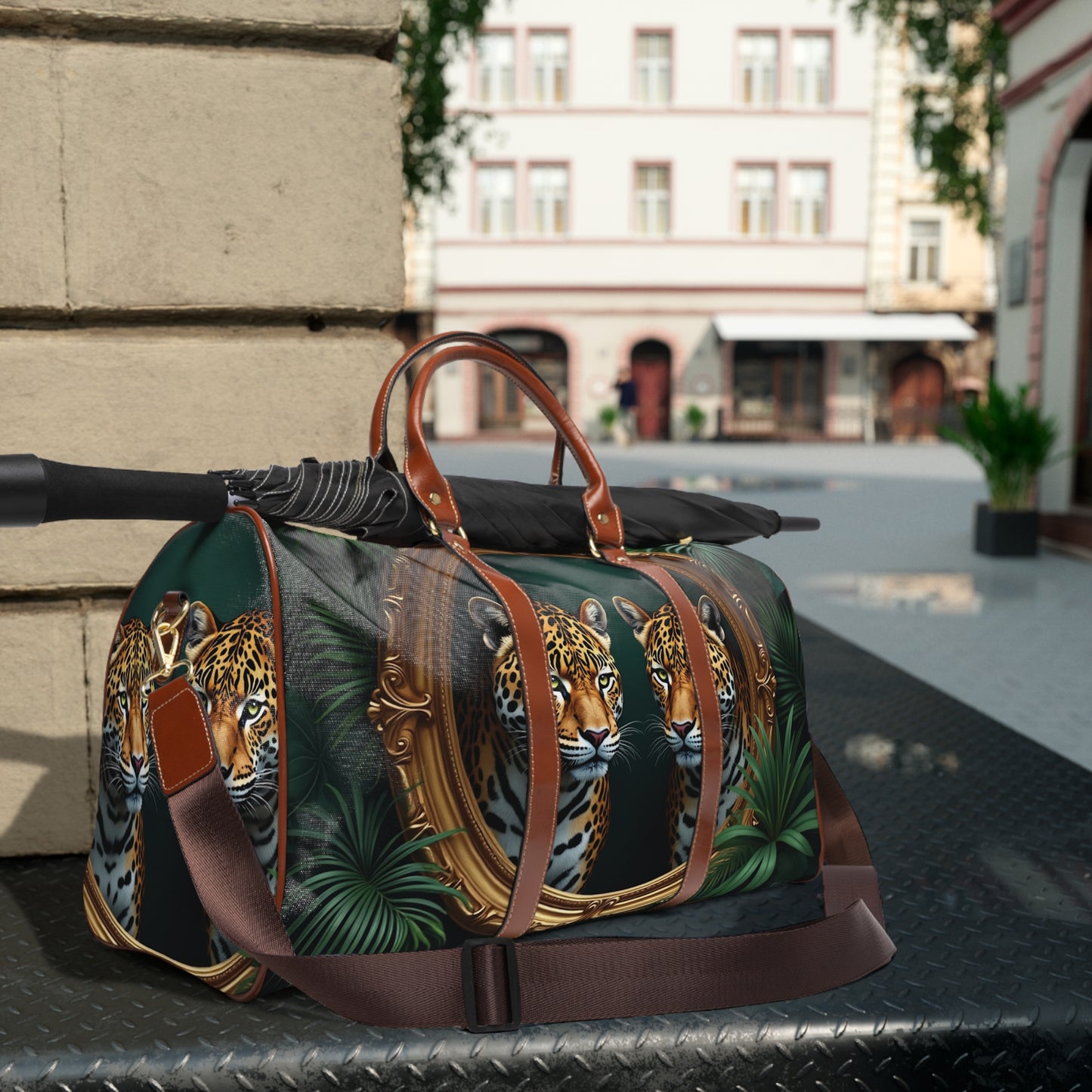 Tropical Waterproof Travel Bag - Perfect for Beach Getaways / Framed Jaguars