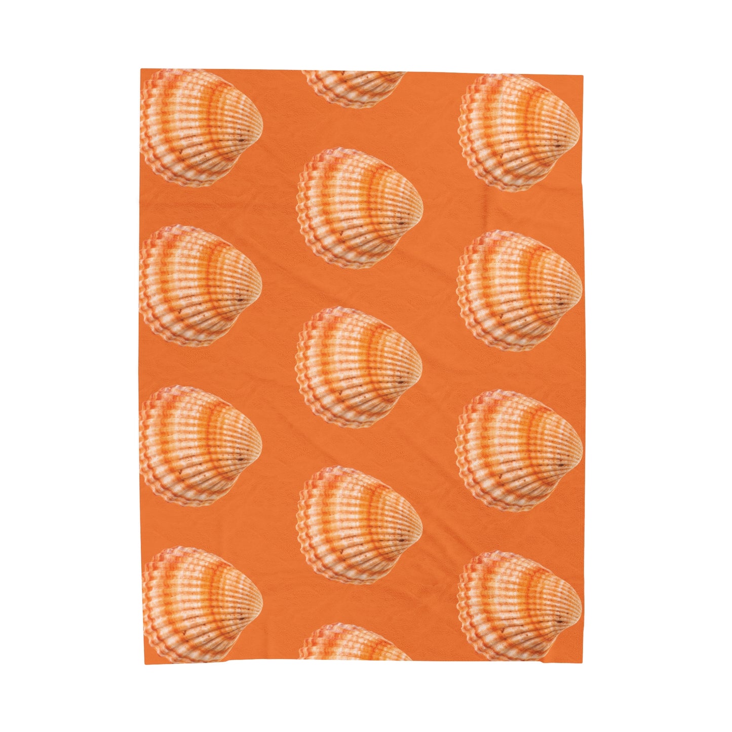 Tropical MACRO Orange Scallop/Orange Velveteen Plush Blanket - Cozy Home Decor for Coastal Lovers