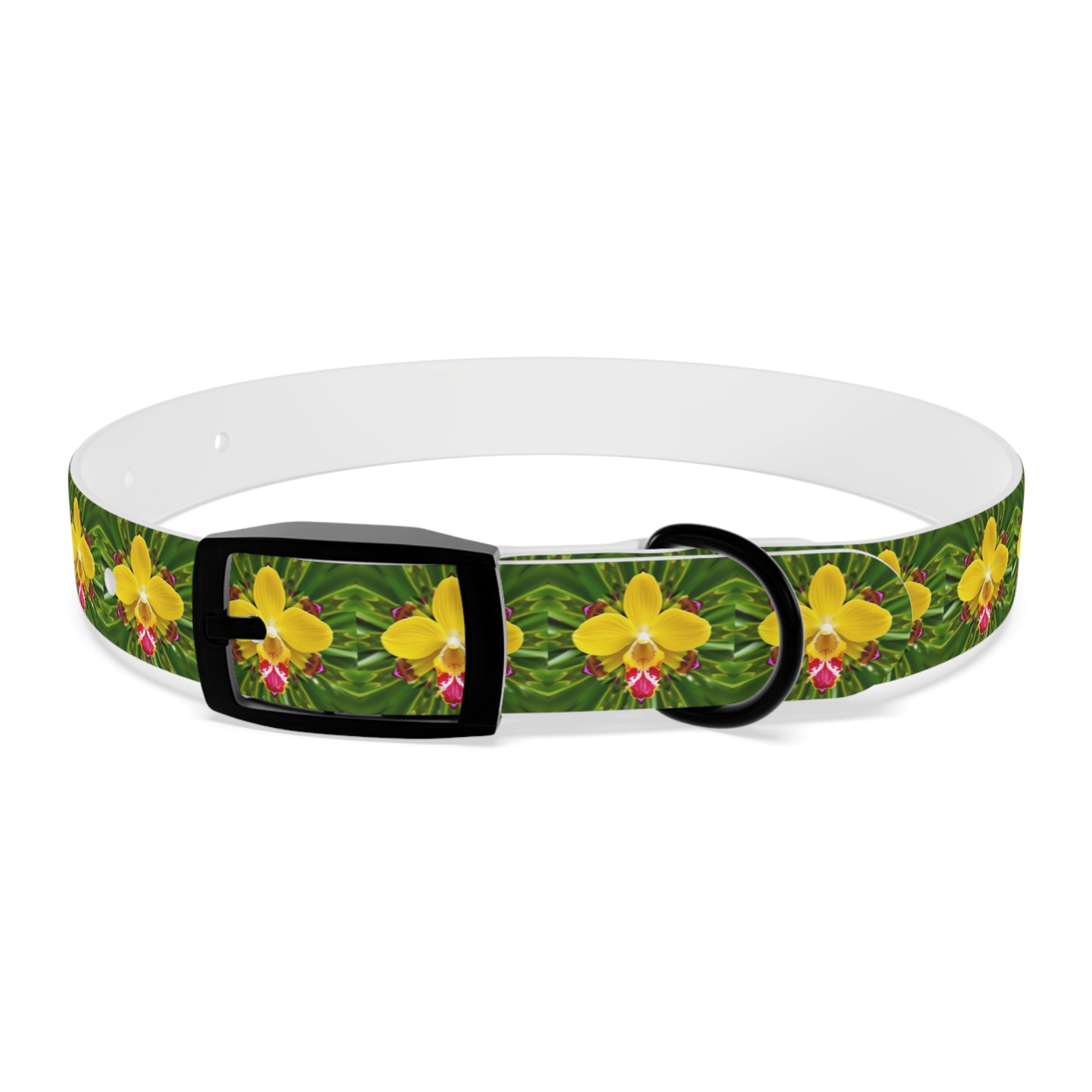 Dog Collar - Yellow Orchid Kaleidoscope