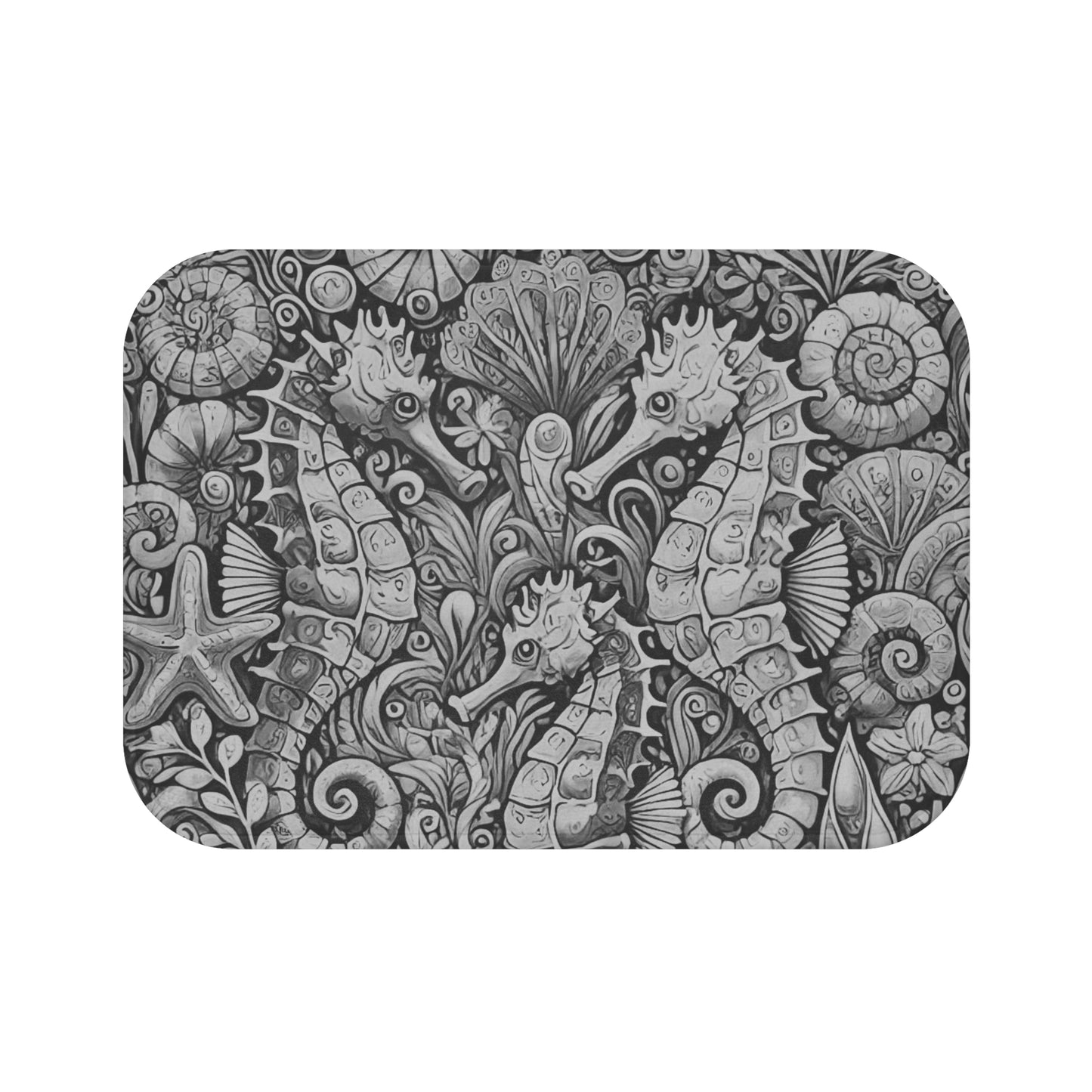 Seahorse Trio/Noir Bath Mat, 2 Sizes - Tropical Vibes for Home Decor