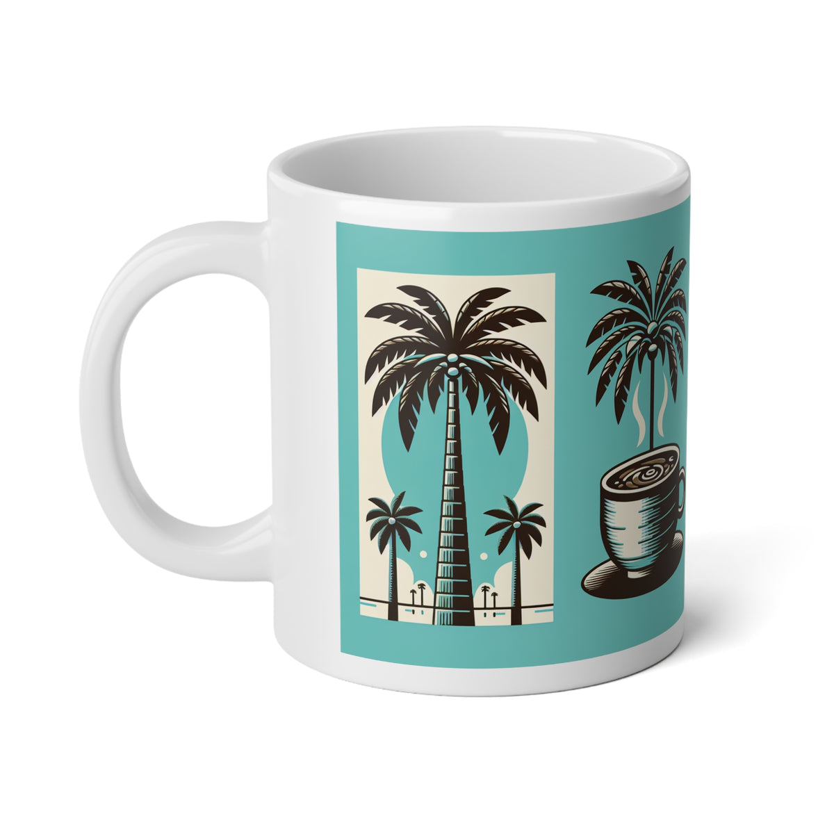Jumbo Mug, 20oz, Coffee and Palms | Tropical Coffee Cup