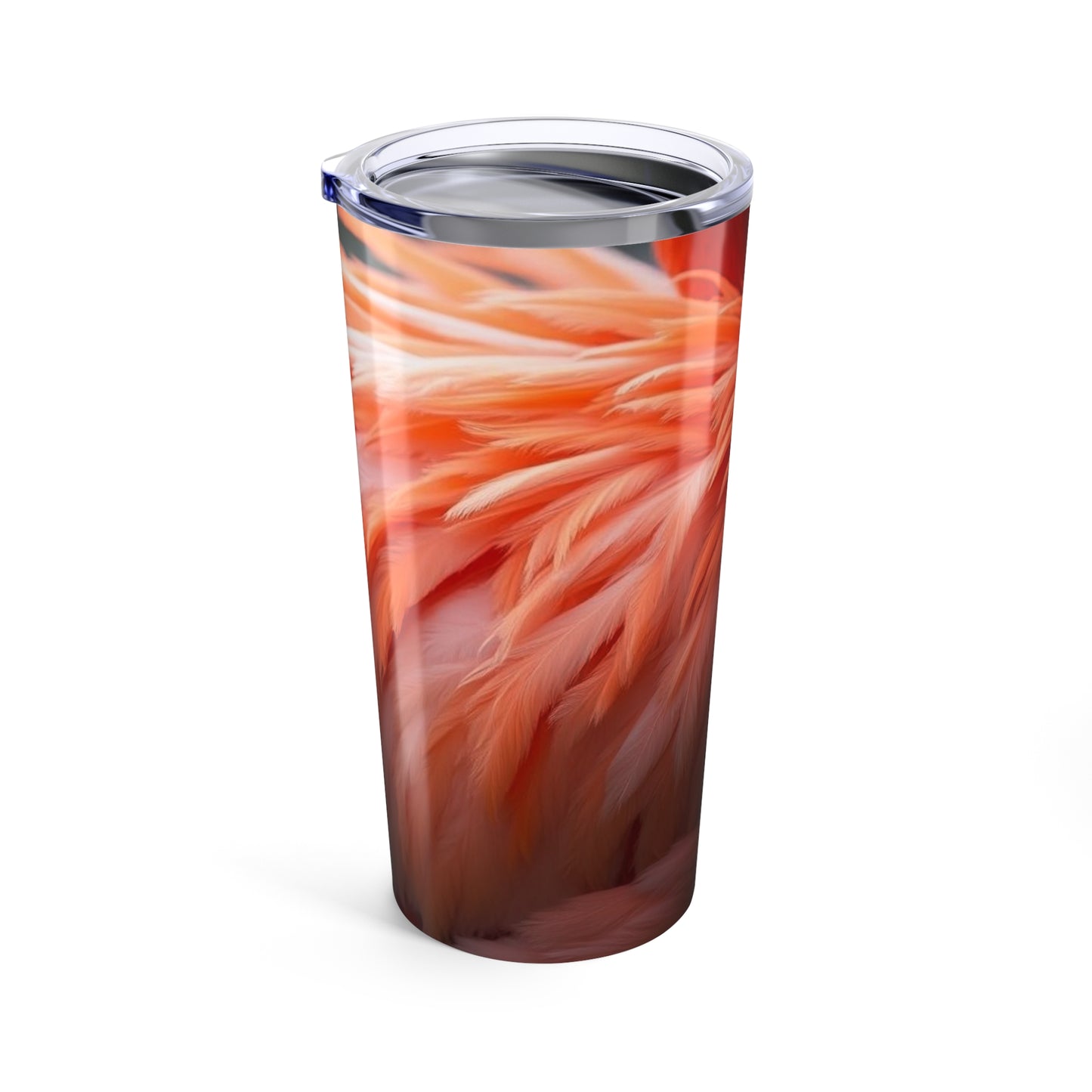 20oz Tropical Glossy Tumbler, Stainless Steel / Flamingo Feathers