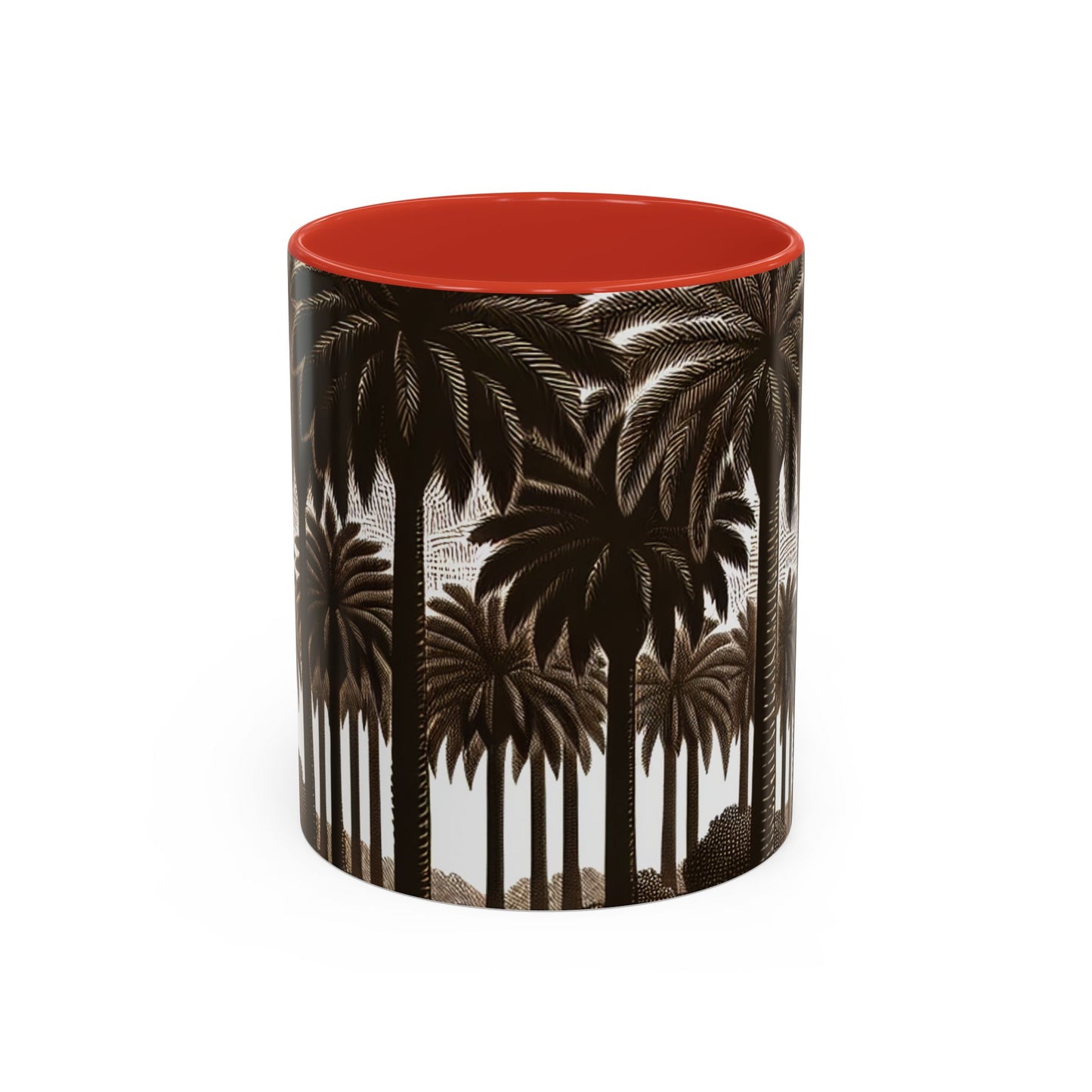 Accent Coffee Mug (11, 15oz) - Woodcut Palm Grove