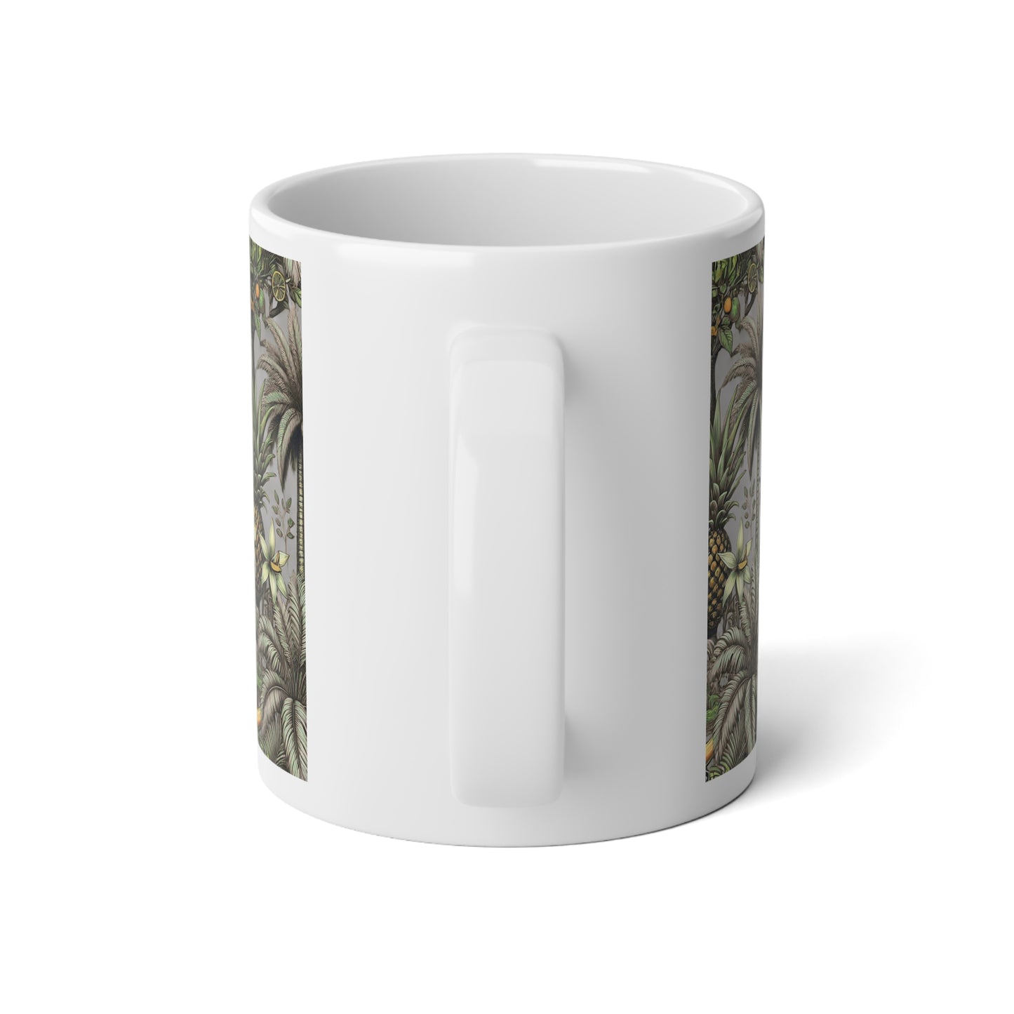 Jumbo Mug, 20oz, Monet Seashells | Palms & More Tropical Fruit, Grey