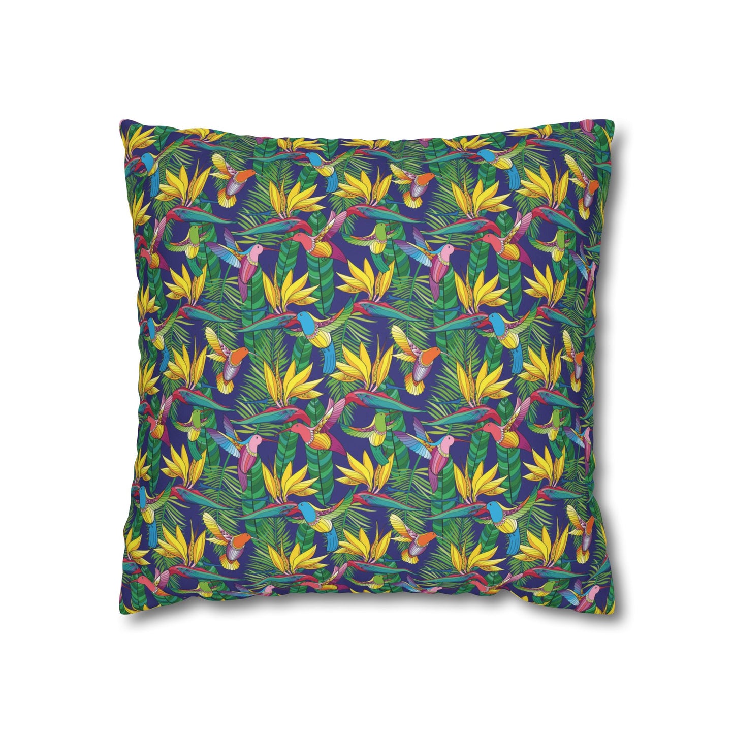 Faux Suede Square Pillowcase - Bird of Paradise Toile