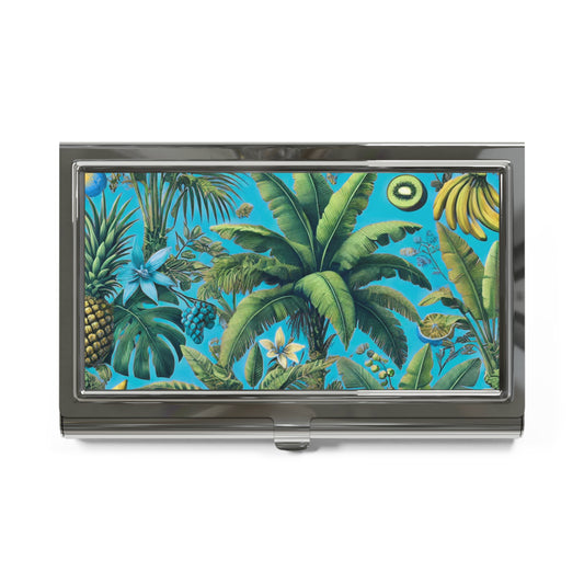 Business Card Holder/Case - Palms, More Tropical Fruit, Turquoise