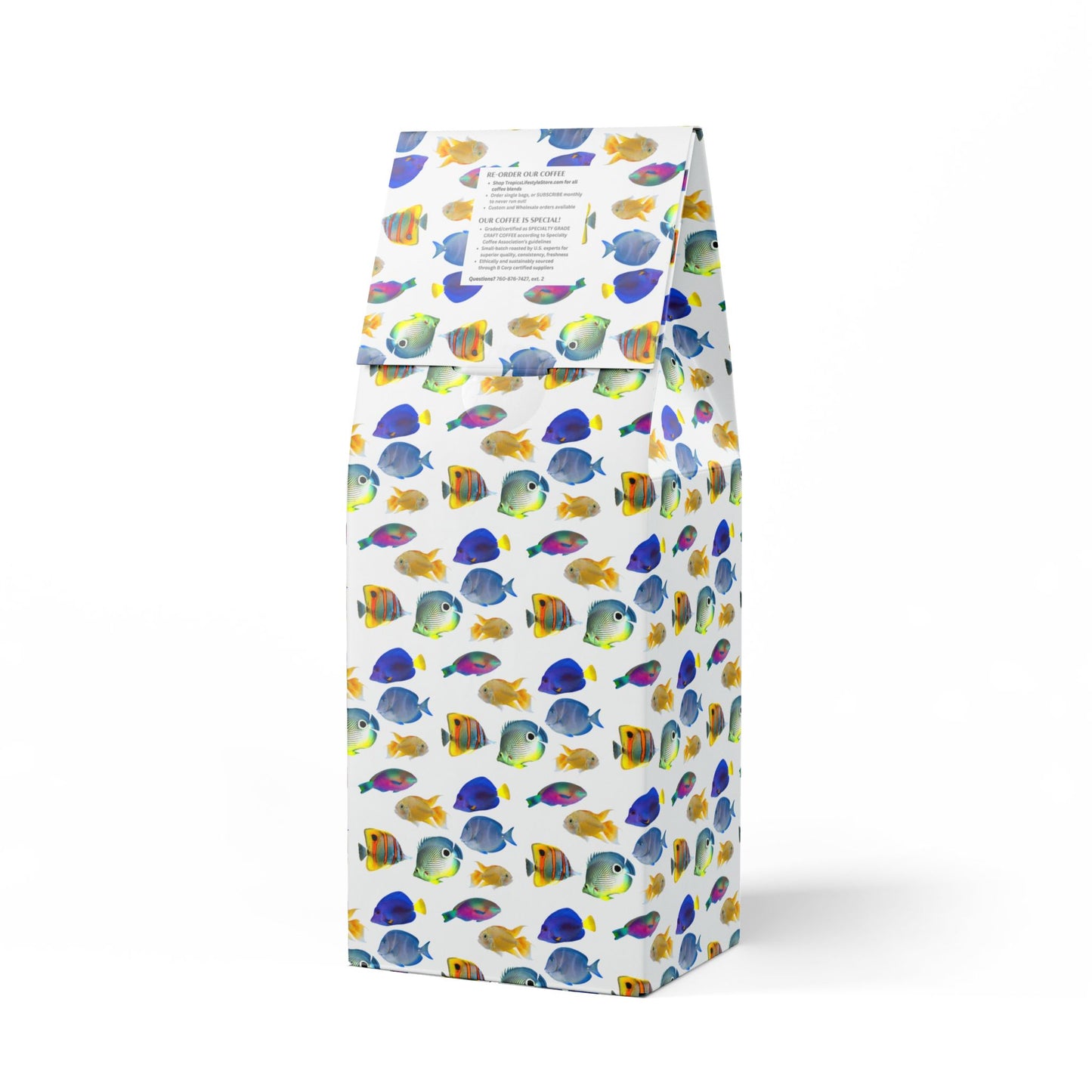 Beach Sunrise Blend™ (Light Roast) Specialty Grade Craft Coffee / School of Fish, White