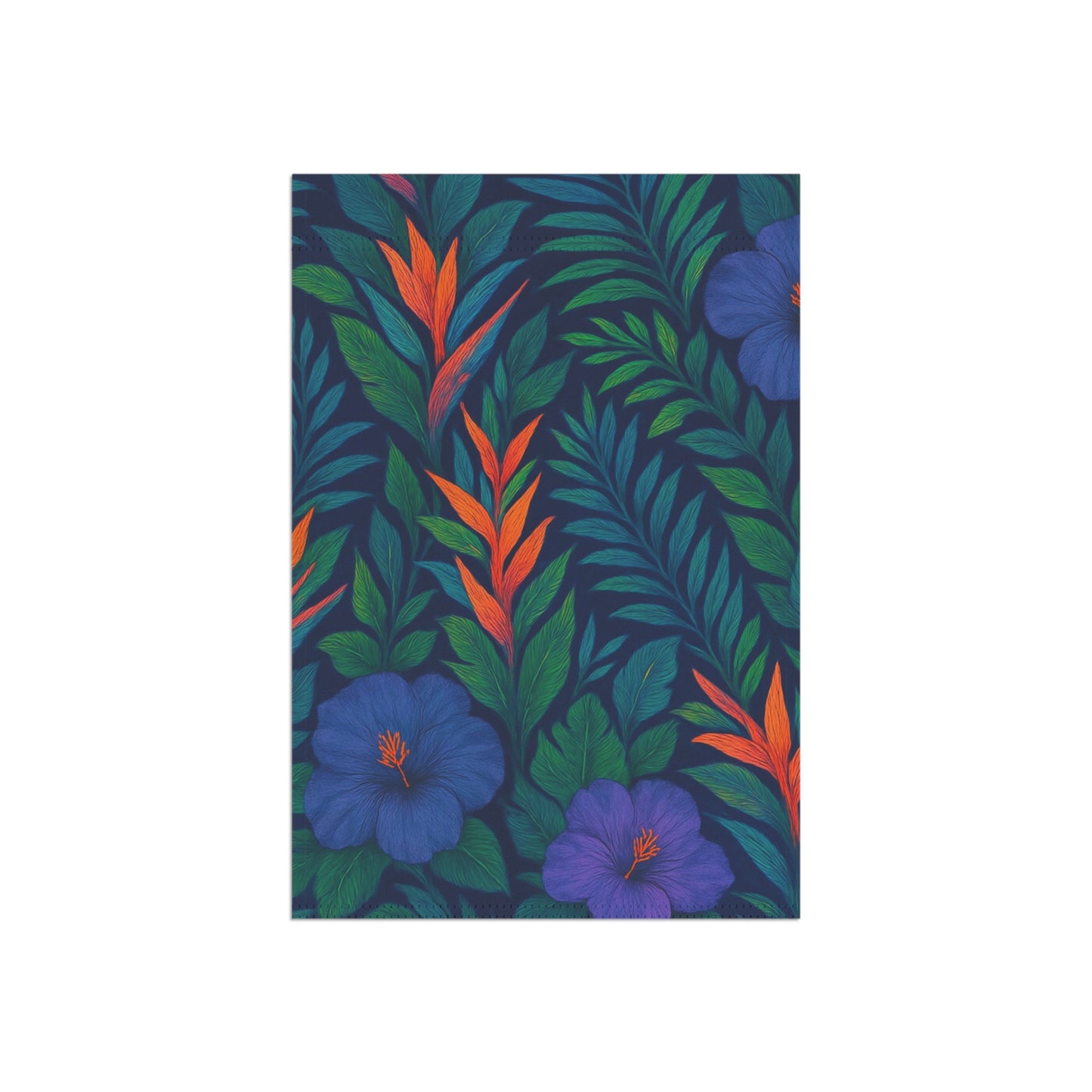 Tropical Garden Flag - Perfect for Outdoor Decor / Midnight Flowers, Navy