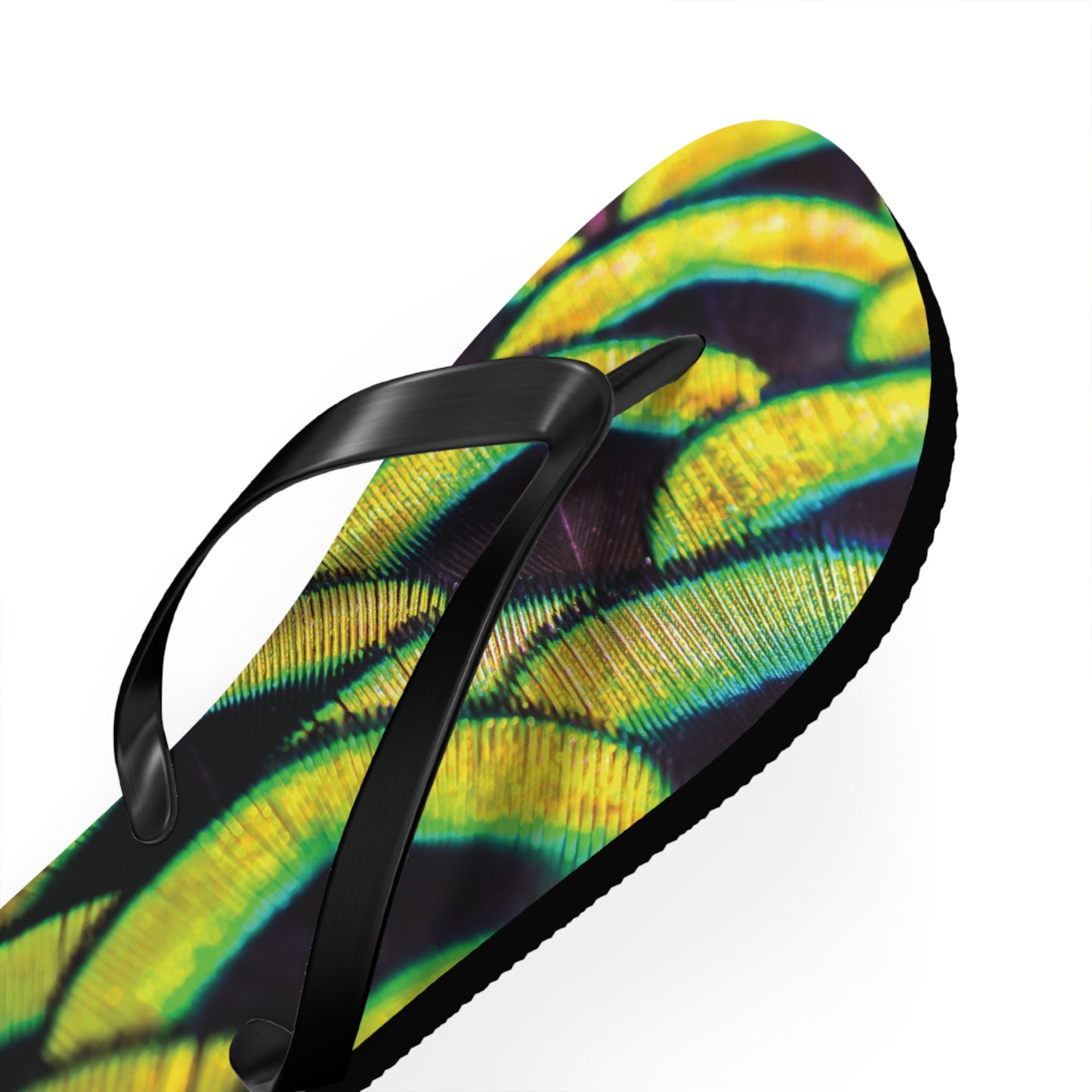 Flip Flops - Yellow Peacock Feathers