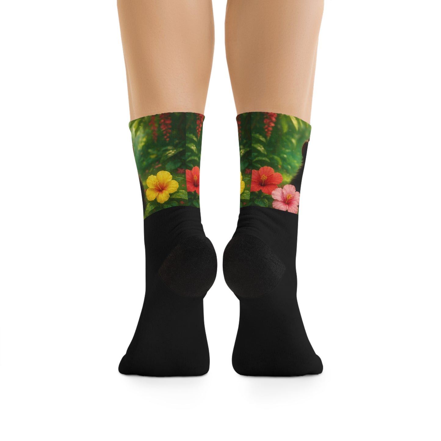 Recycled Poly Socks, Baby Howler Monkey/Black