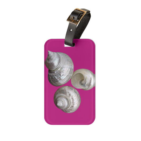 Luggage Tag - White Nautilus Trio, pink