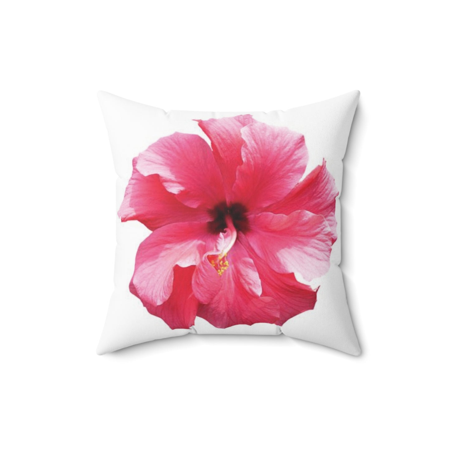 Decorative Pillow - Accent Cushion, 4 Sizes / Photo Pink Hibiscus, White