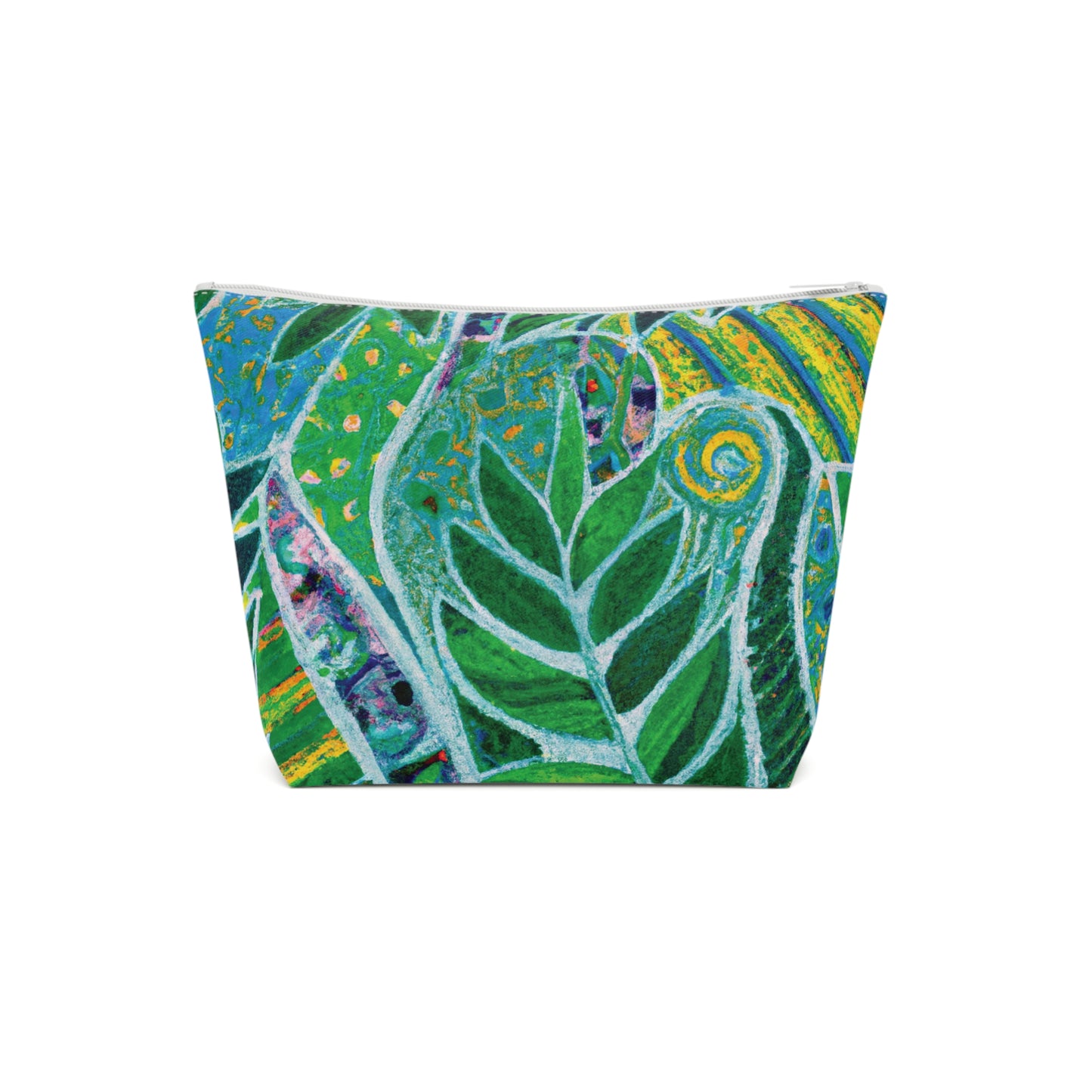 Tropical Cotton Cosmetic Bag, Makeup Pouch, 5 Sizes / Amazon Whimsy, Green