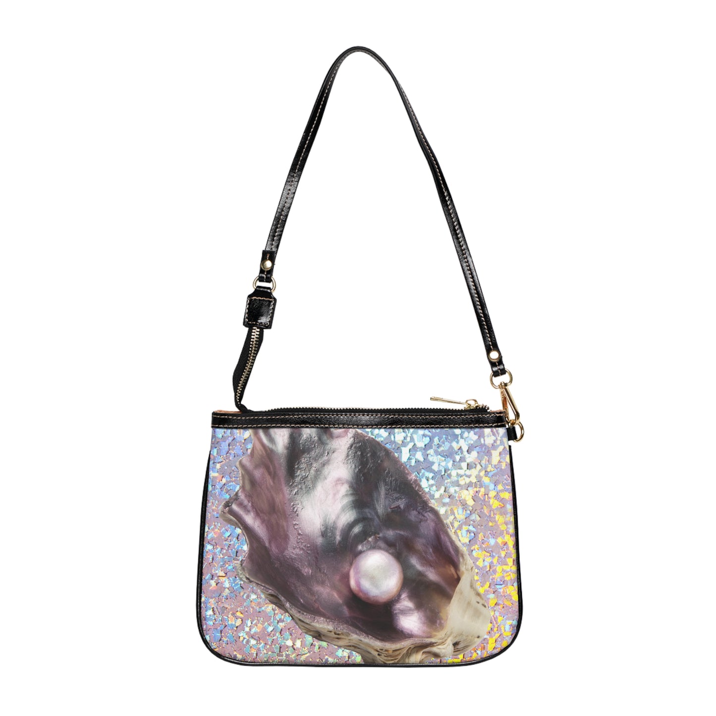 Tropical Beach Small Shoulder Bag | Stylish Crossbody Purse / Disco Lavender Pearl Oyster