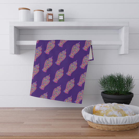 Tea Towels (cotton, poly), Heatwave Ginger Jar repeat purple