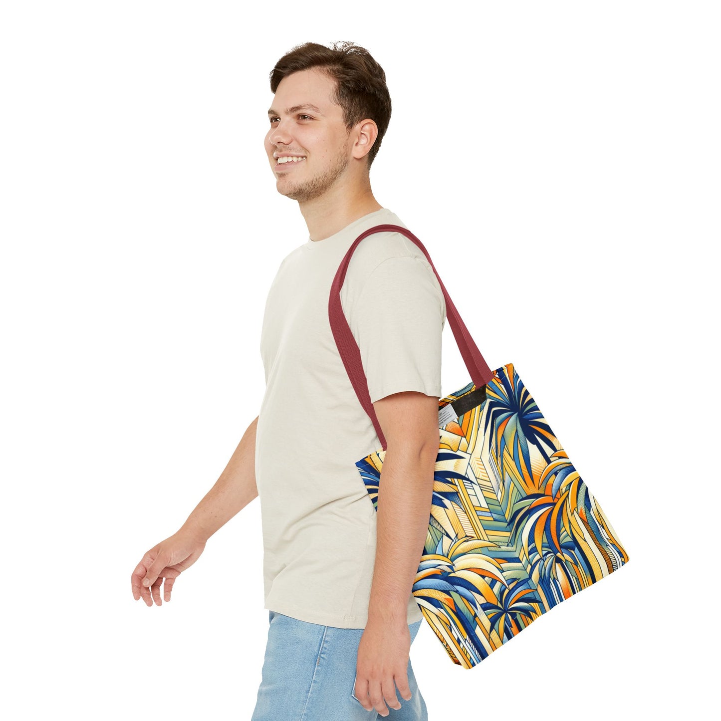 Stylized Palms Blue Tote Bag - 3 Sizes