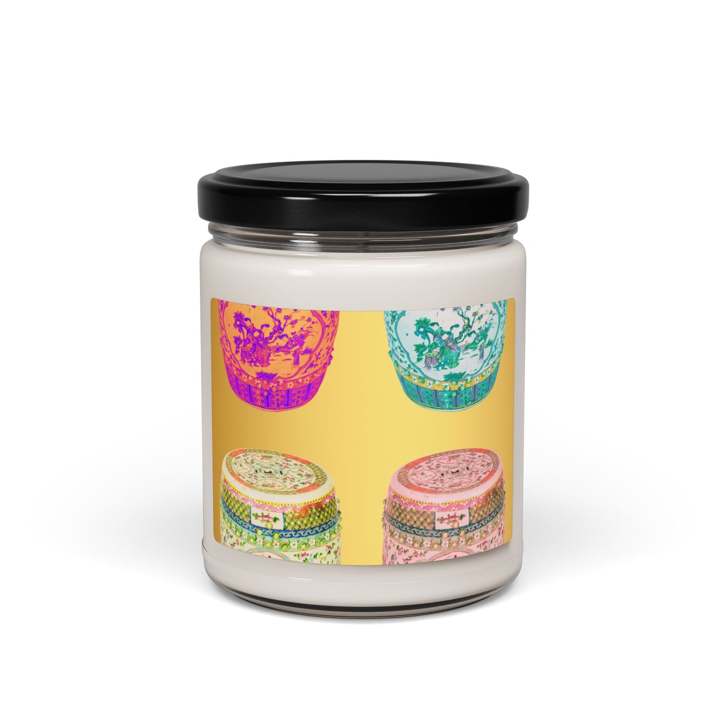 Scented Soy Candle, 9oz, Pop Art Porcelain Stools, Gold