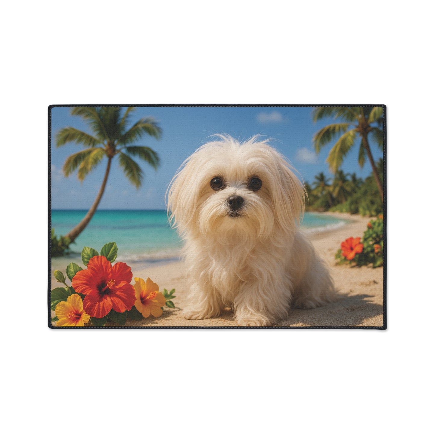 Heavy Duty Floor Mat, 5 Sizes – Tropical Area Rug for Home Décor / Puppy Ariel