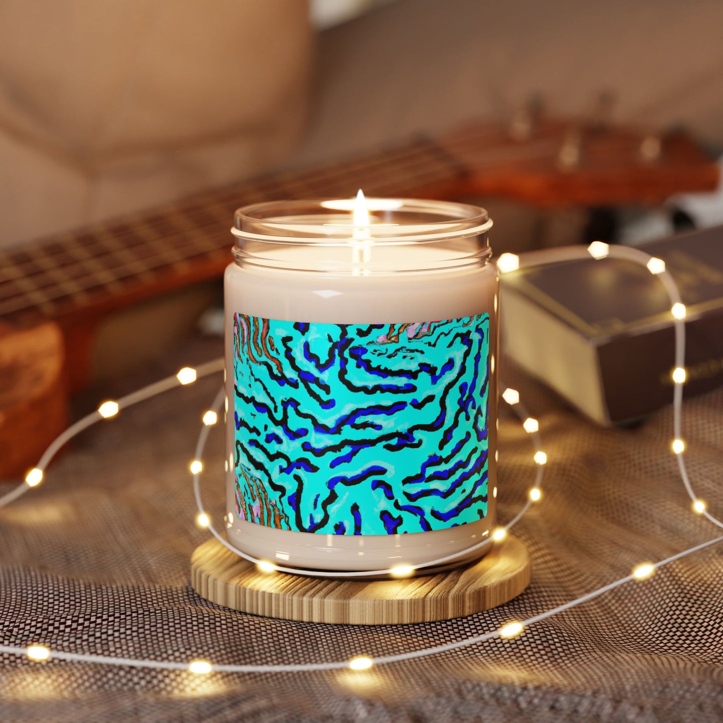 Vibrant Scented Soy Candle - 9oz Eco-Friendly Home Decor / Wild Coral Reef/Turquoise