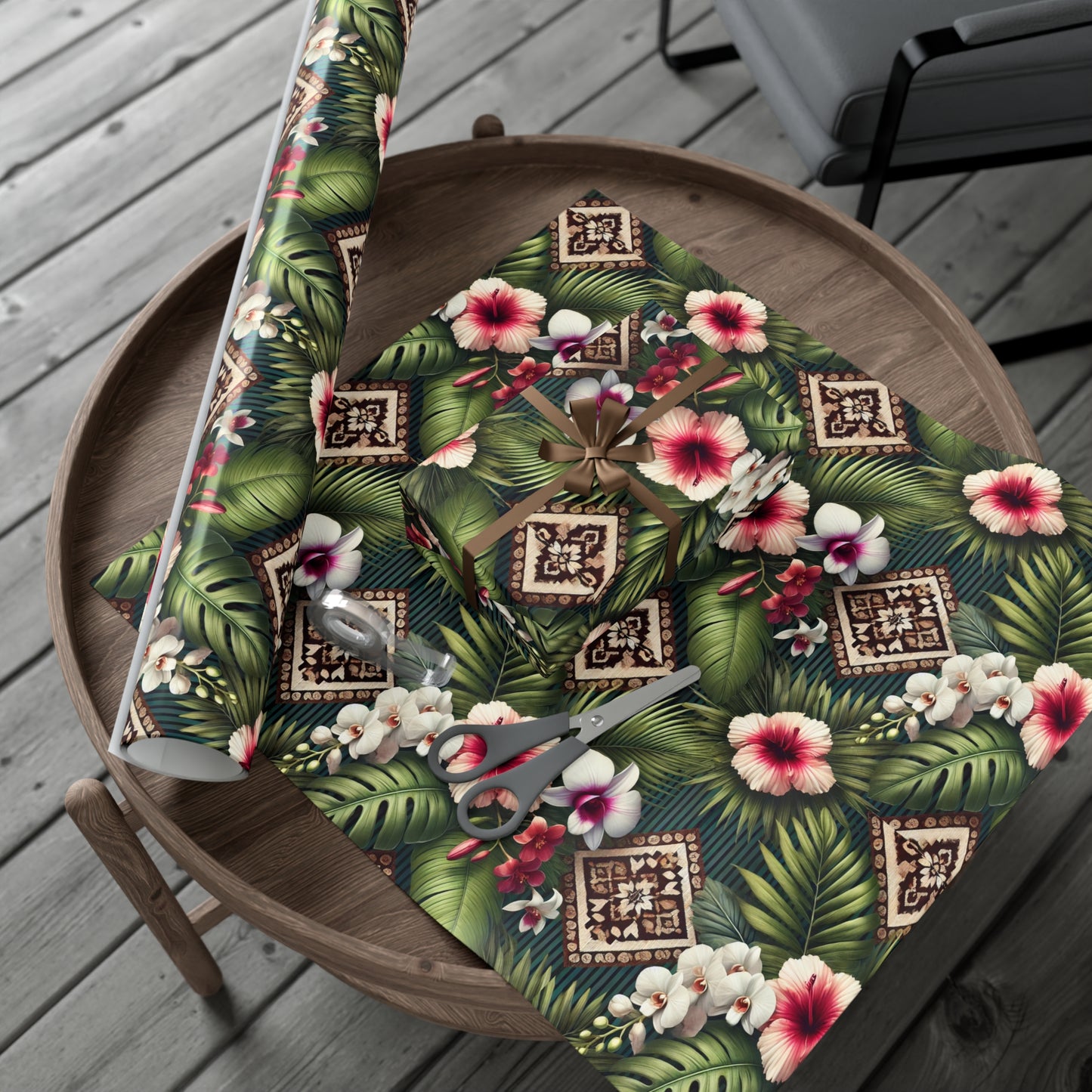 Wrapping Paper - Tropical Gift Wrap for All Occasions / 3 Sizes, 2 Finishes / Tiki Orchids