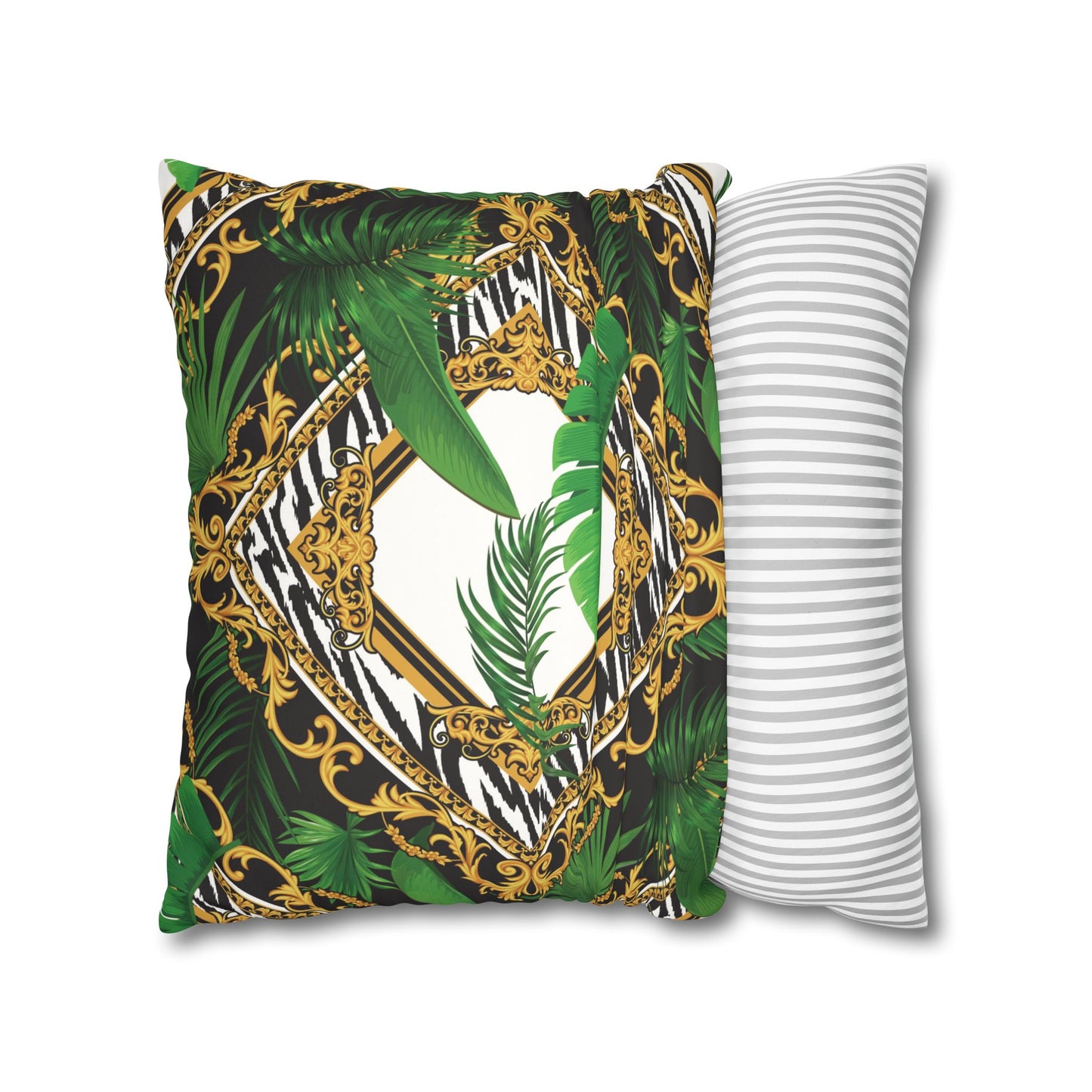 Faux Suede Square Pillowcase - Jungle Luxe White