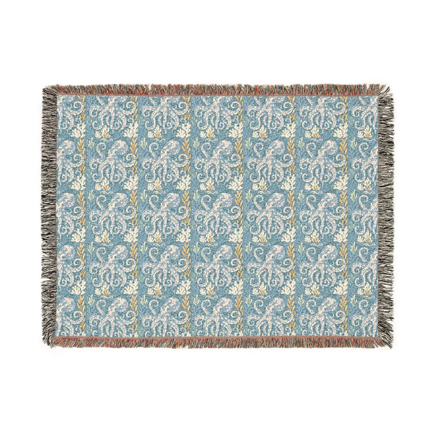 Woven Blanket, 3 Sizes - Tropical Home Decor / Kraken Joe, Blue