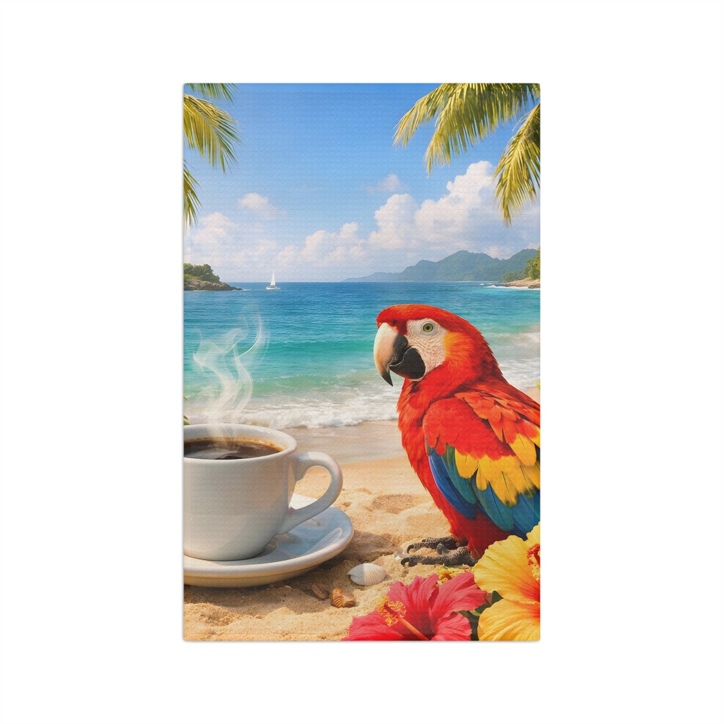 Microfiber Coffee/Tea Towel – Coffee & Parrot on the Shore