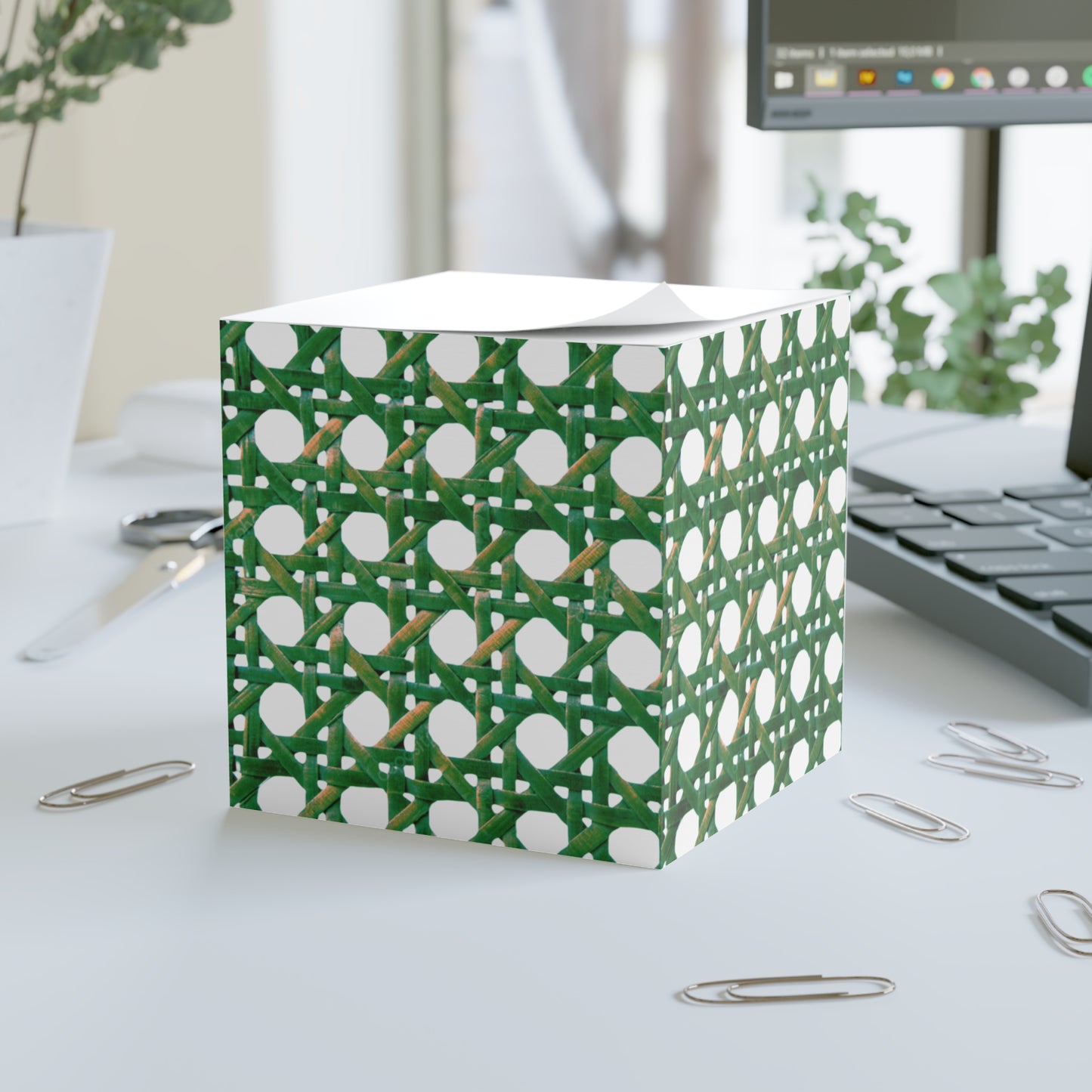 Note Cube - Beach Wicker, Green