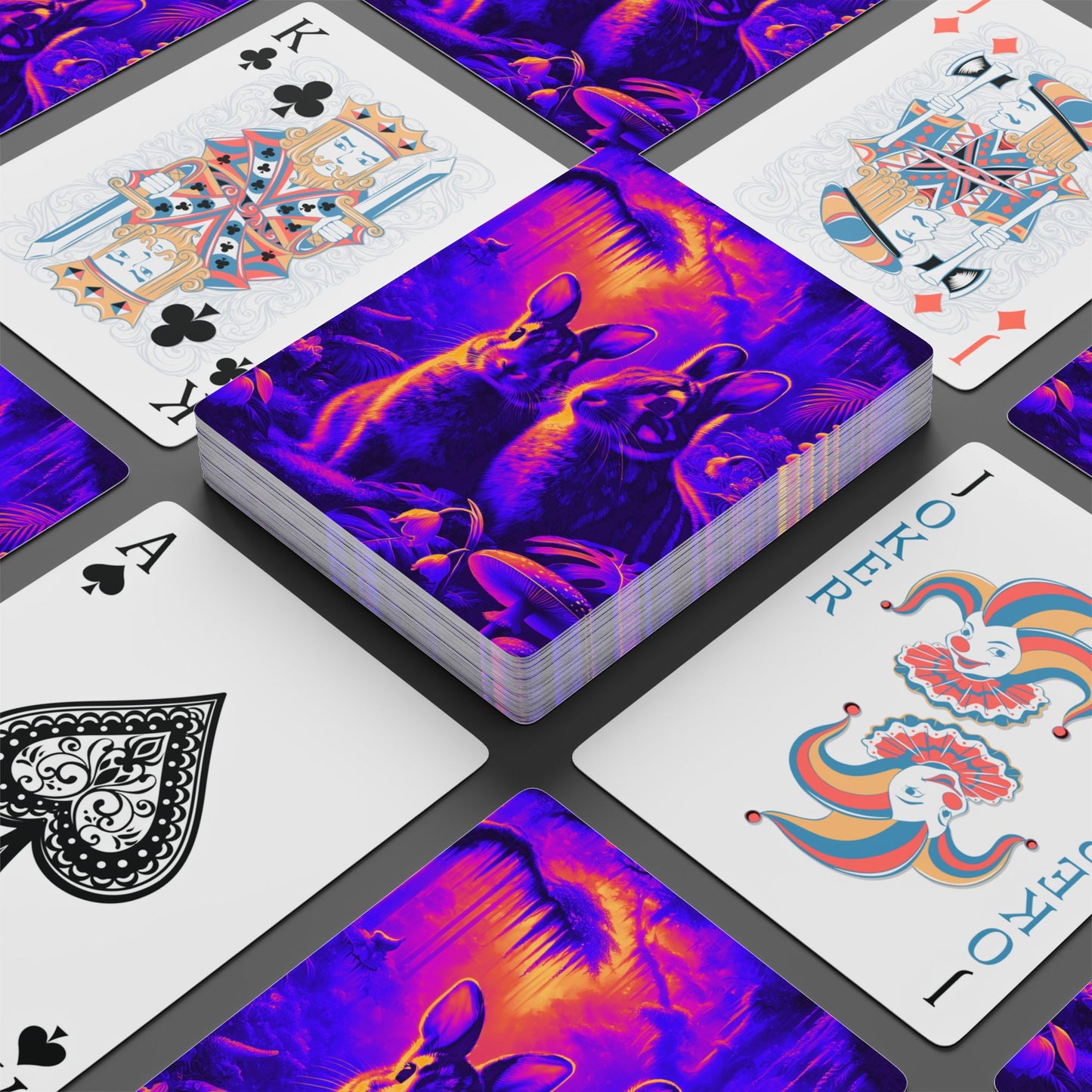 Poker Playing Cards -  Tropical Sumatran Rabbits/Purple Pop