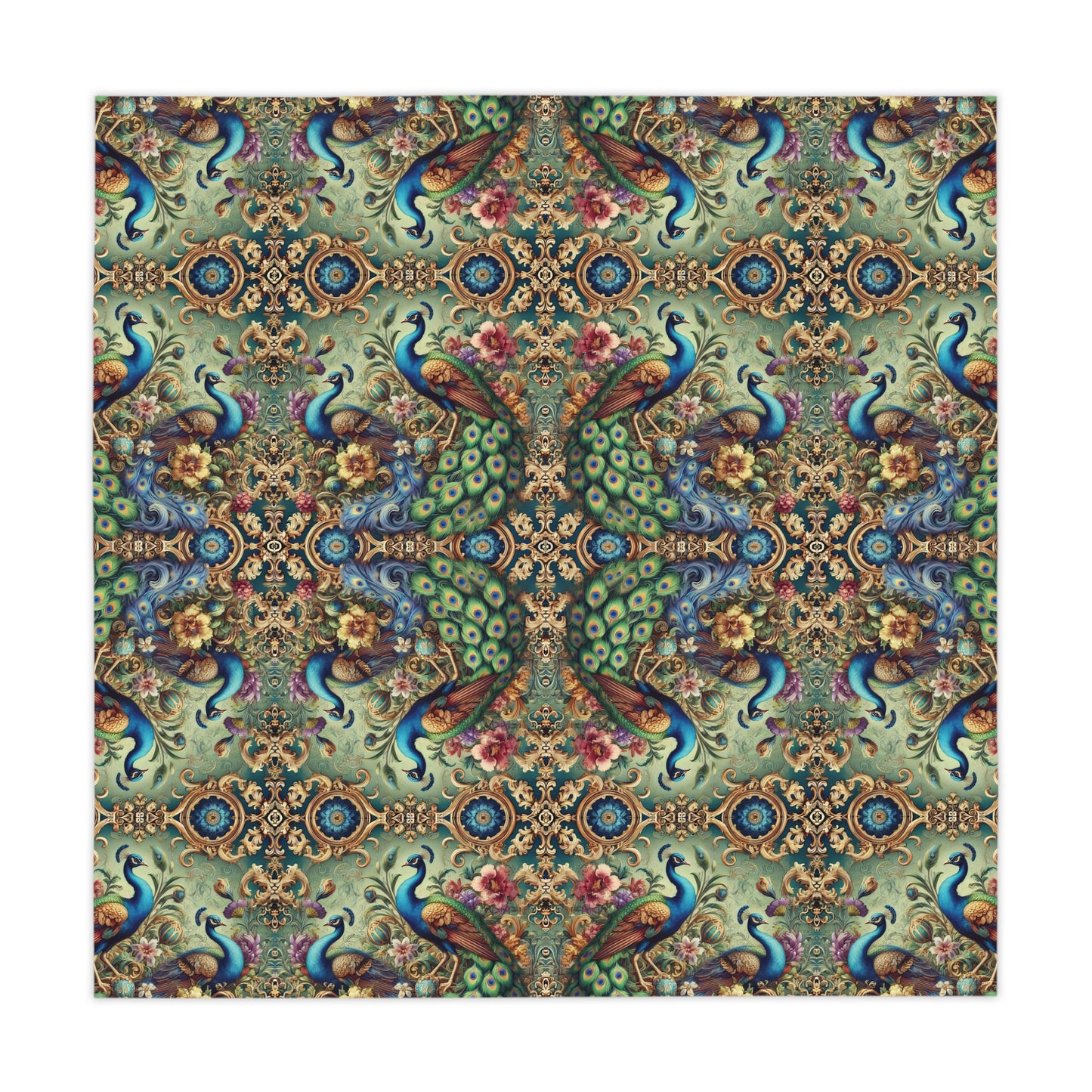 Kaleido Peacock RoyalsTablecloth, 55" x 55"